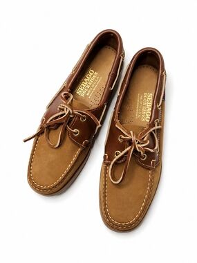 Sebago Size 8.5 Women’s Two-Tone Brown and Tan Leather Boat Loafers